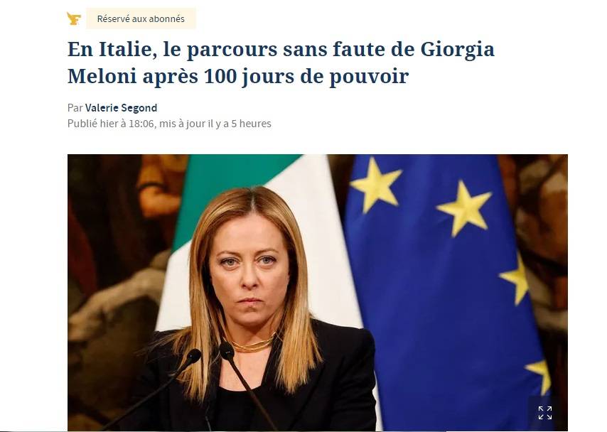 Le Figaro elogia i primi 100 giorni del Meloni: "Percorso senza errori"